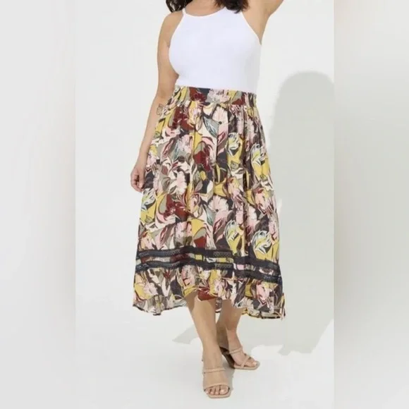 Torrid Floral Boho High Low Maxi Skirt 1 L XL - Picture 1 of 7
